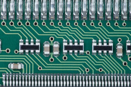Closeup of an electronic microcircuit.