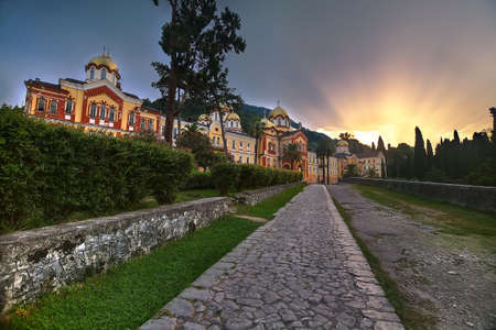 Christian monastery in New Athos.の写真素材