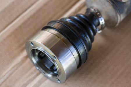 Selective focusing with shallow depth of field. A new constant velocity joint is installed on the driveshaft.の写真素材