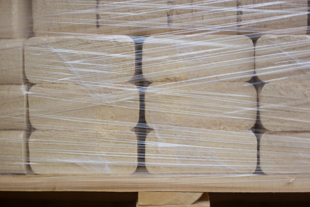 Fuel briquettes packed in polyethylene.