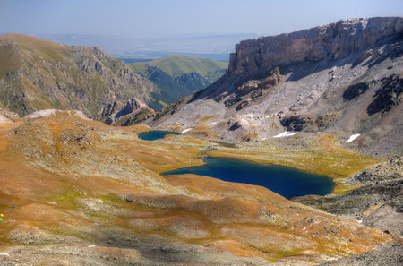 Beautiful lakes in a mountain valley.の写真素材