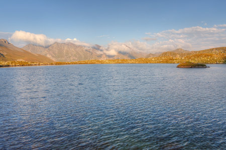 Beautiful lake and mountains in the background.の写真素材