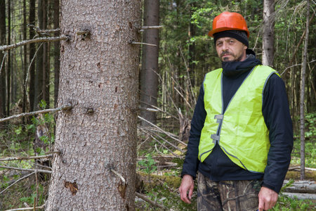 Forestry worker in work clothes.の写真素材