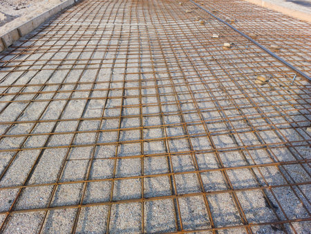 Reinforcement frame for pouring a concrete foundation.の写真素材