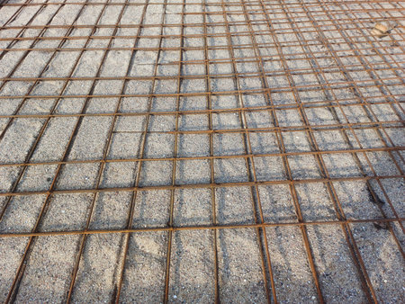 Reinforcement frame for pouring a concrete foundation.の写真素材