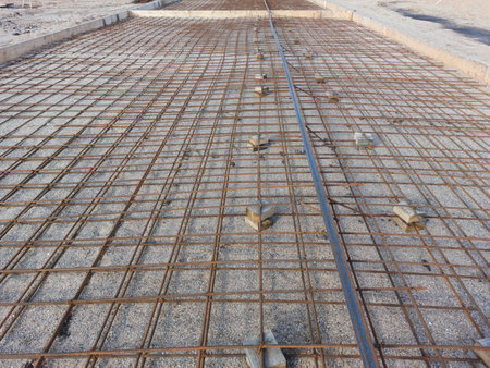Reinforcement frame for pouring a concrete foundation.の写真素材