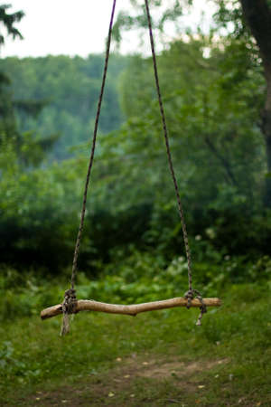 swing in the forest and summer symbolize peace, calmness yet solitudeの写真素材