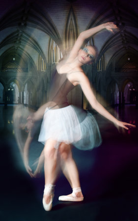 ballet dancer shoot in motion shoot made by both impulse and continues lightsのeditorial素材