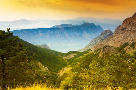 Kotor bay, view from the mountain roadの写真素材