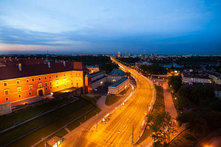 SlÄsko-DÄbrowski bridge over Wisla near the castle squire in Warsaw downtown, capital of polandの写真素材