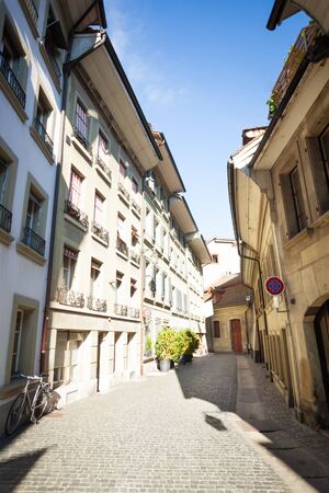 Paved street at Bern old town partの写真素材
