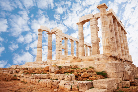 Temple of Poseidon on cape Sounion viewの写真素材