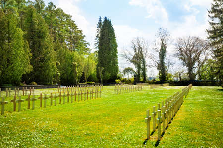 Rows of graveyard crosses in Dinantの写真素材