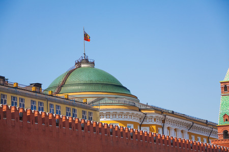 Senate palace with Russian flag in Moscow Kremlinの写真素材