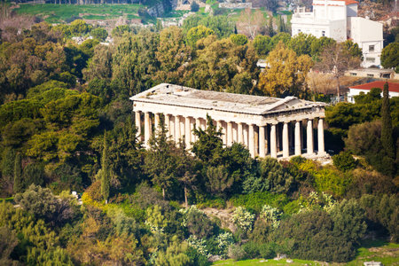 Temple of Hephaestus view from top in Athensの写真素材