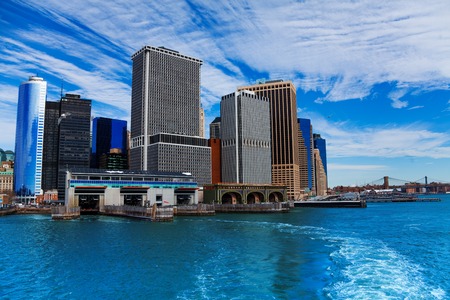 New York ferry terminal on Manhattanの写真素材