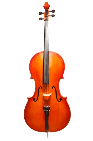 Violoncello standing on the white backgroundの写真素材