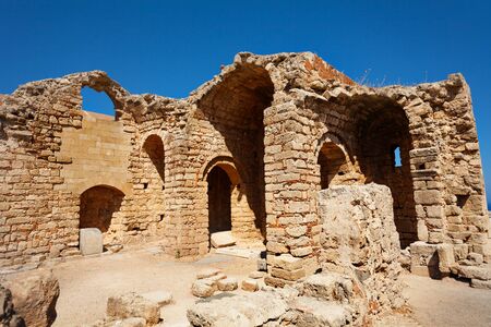 Church of St. John on the ancient Lindos Acropolis, Greeceの写真素材
