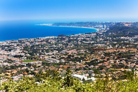 High angle view of Rhodes coastline at sunny dayの写真素材