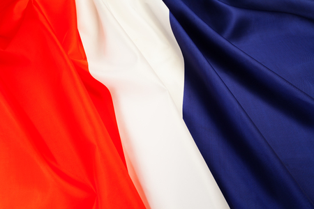 Full framed silky pleated flag of Franceの写真素材