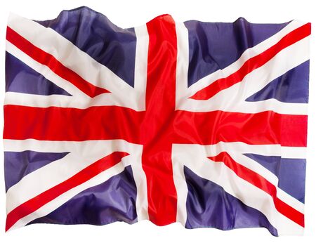 Great Britain flag of silk and white background