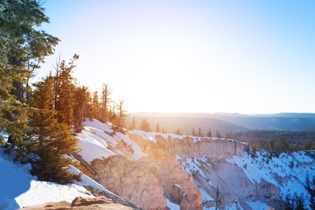 Snowcapped hills of Bryce Canyon National Parkの写真素材