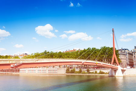 Passerelle du Palais de Justice over Saone in Lyonの写真素材