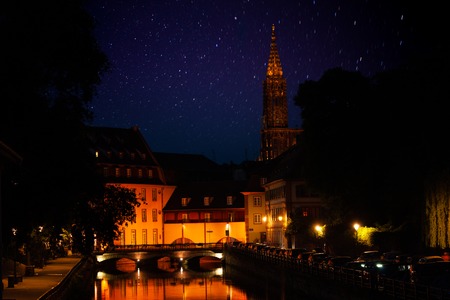 Night view of Strasbourg and Notre Dame Cathedral