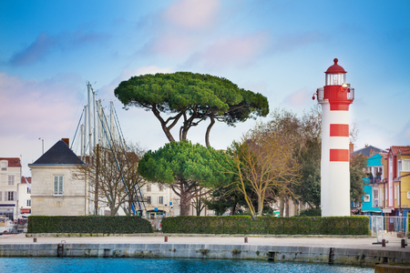 la Rochelle lighthouse downtown historical harbor Franceの写真素材