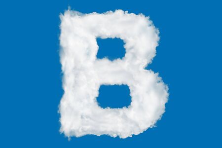 Letter B font shape element made of clouds on blueの写真素材