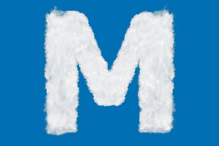Letter M font shape element made of clouds on blueの写真素材