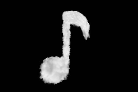 One music note font symbol shape element made of clouds on black background ready for mask or blending modesの写真素材