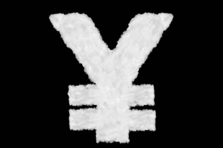 Japan yen currency sign element made of clouds on black background ready for mask or blending modesの写真素材