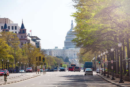 Pennsylvania Avenue towards United States Capitol Congress building on National Mall in Washington, D.C.の写真素材