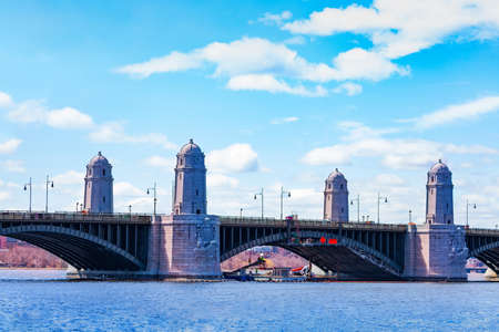 Towers and Longfellow Bridge over Charles river in Boston Massachusetts, USA