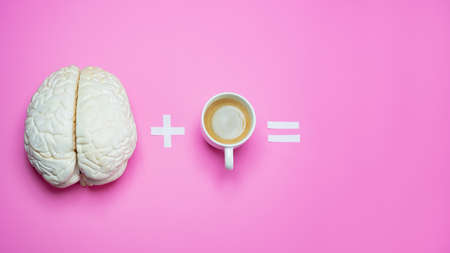 Coffee plus brain equls motivation equation conceptの写真素材
