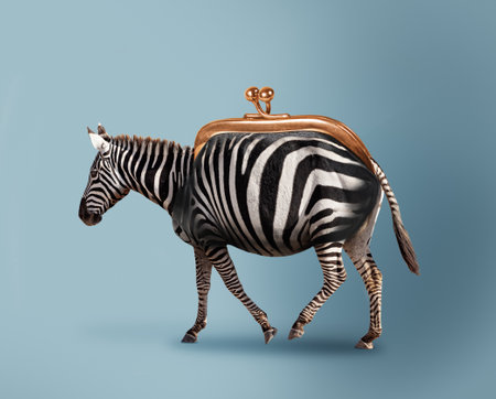 Budget safari - happy zebra and wallet conceptの写真素材