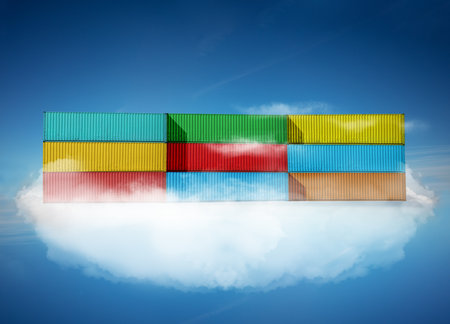 Containers in cloud, a software development conceptの写真素材