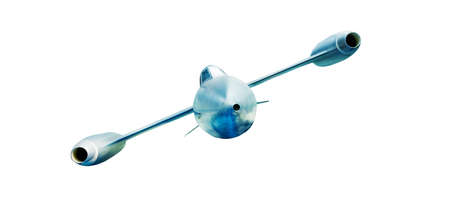 Futuristic supersonic jet airplane fly, isolated on whiteの写真素材