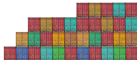 Patten of shipping transport containers over whiteの写真素材