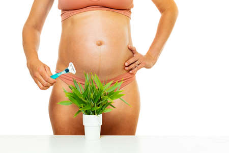 Concept image illustration of a pregnant shavingの写真素材