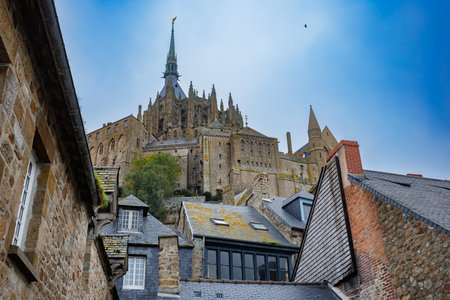 Mont Saint-Michel, a famous island commune in Normandy, Franceの写真素材