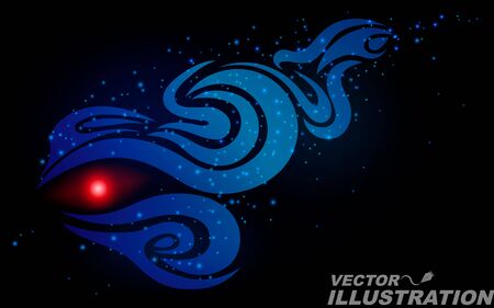 Glowing pattern and eye.Dust in the darkness blue colorのイラスト素材