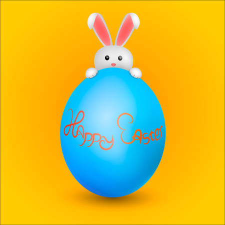 The white rabbit and egg. Happy easterのイラスト素材