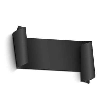A realistic black ribbon in the form of a banner. Empty space for your projects. Falling shadows on the surface. For the webのイラスト素材