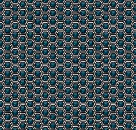 Pattern. Abstract background of three-dimensional hexagons. Geometric grid of futuristic technology Sci-Fi. Wallpapers of metal and glowing honeycombs. 3Dのイラスト素材