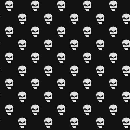 Abstract pattern. White skulls on a black background. Death in the dark. Vector illustration in a flat style. EPS 8のイラスト素材