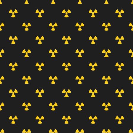 Abstract pattern. Yellow marks of radiation on a black background. Irradiation. Dangerous area. Vector illustration in a flat style. EPS 8のイラスト素材