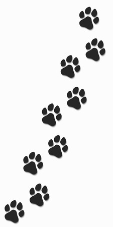 Traces of a dog in black on a white background. Soft shadow. Vector illustration. EPS 10のイラスト素材