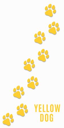 Dog tracks of yellow color isolated on white background. Vertical position. Yellow earth. Vector illustrationのイラスト素材